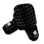 Black Tattersall Pattern Print Boxing Gloves