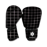 Black Tattersall Pattern Print Boxing Gloves