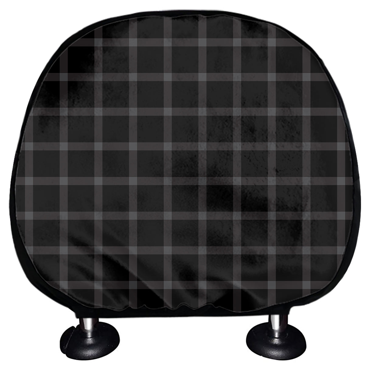 Black Tattersall Pattern Print Car Headrest Covers