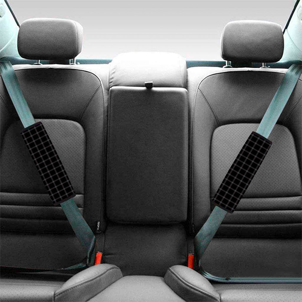 Black Tattersall Pattern Print Car Seat Belt Covers