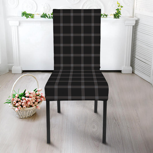 Black Tattersall Pattern Print Dining Chair Slipcover