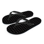 Black Tattersall Pattern Print Flip Flops
