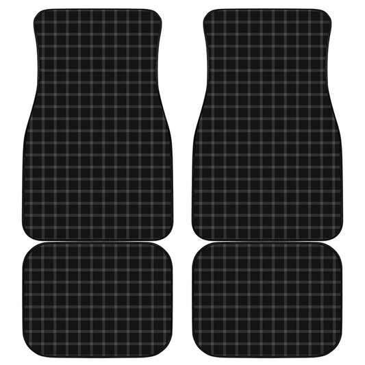Black Tattersall Pattern Print Front and Back Car Floor Mats
