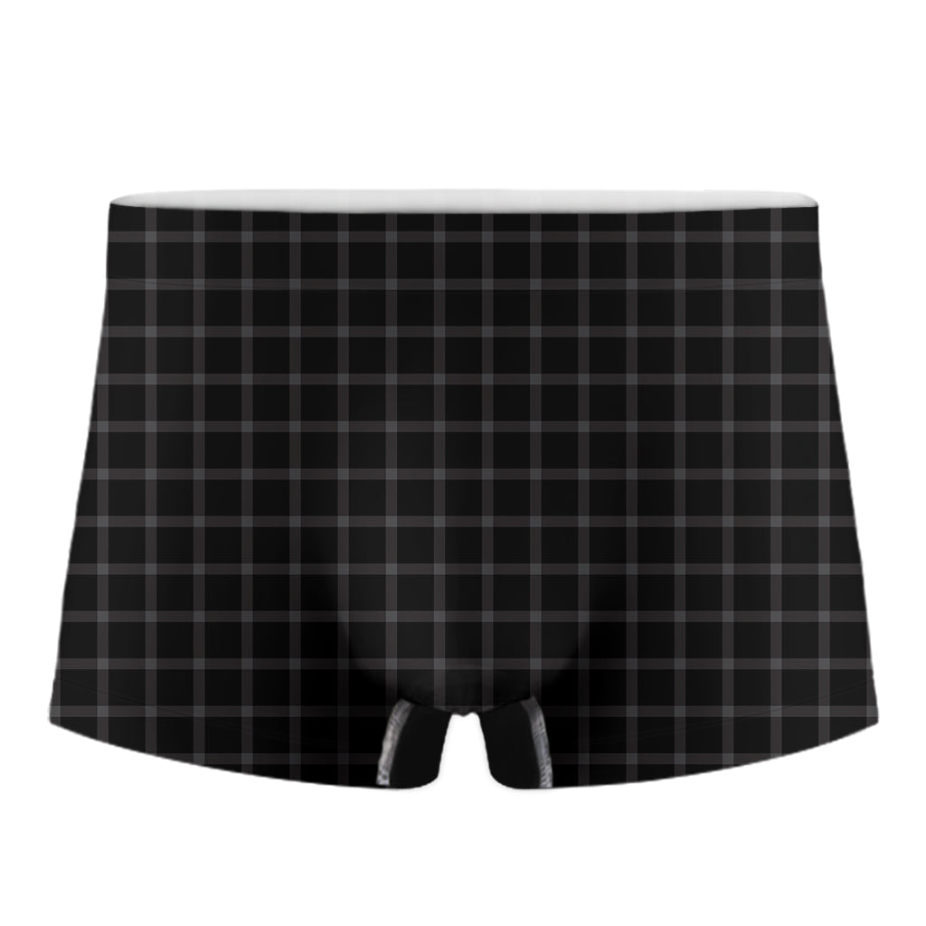Black Tattersall Pattern Print Men's Boxer Briefs