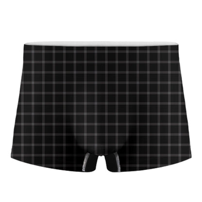 Black Tattersall Pattern Print Men's Boxer Briefs