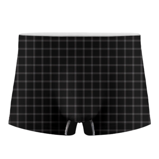 Black Tattersall Pattern Print Men's Boxer Briefs