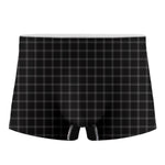 Black Tattersall Pattern Print Men's Boxer Briefs