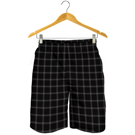 Black Tattersall Pattern Print Men's Shorts