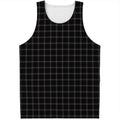 Black Tattersall Pattern Print Men's Tank Top