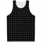 Black Tattersall Pattern Print Men's Tank Top