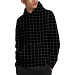 Black Tattersall Pattern Print Pullover Hoodie