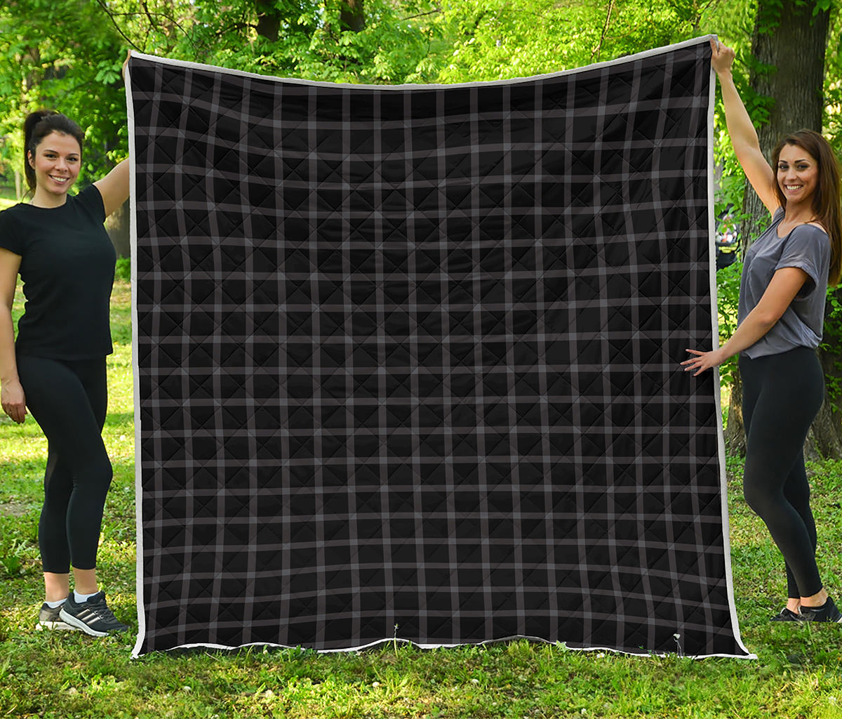Black Tattersall Pattern Print Quilt