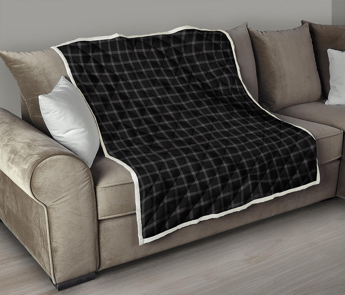 Black Tattersall Pattern Print Quilt