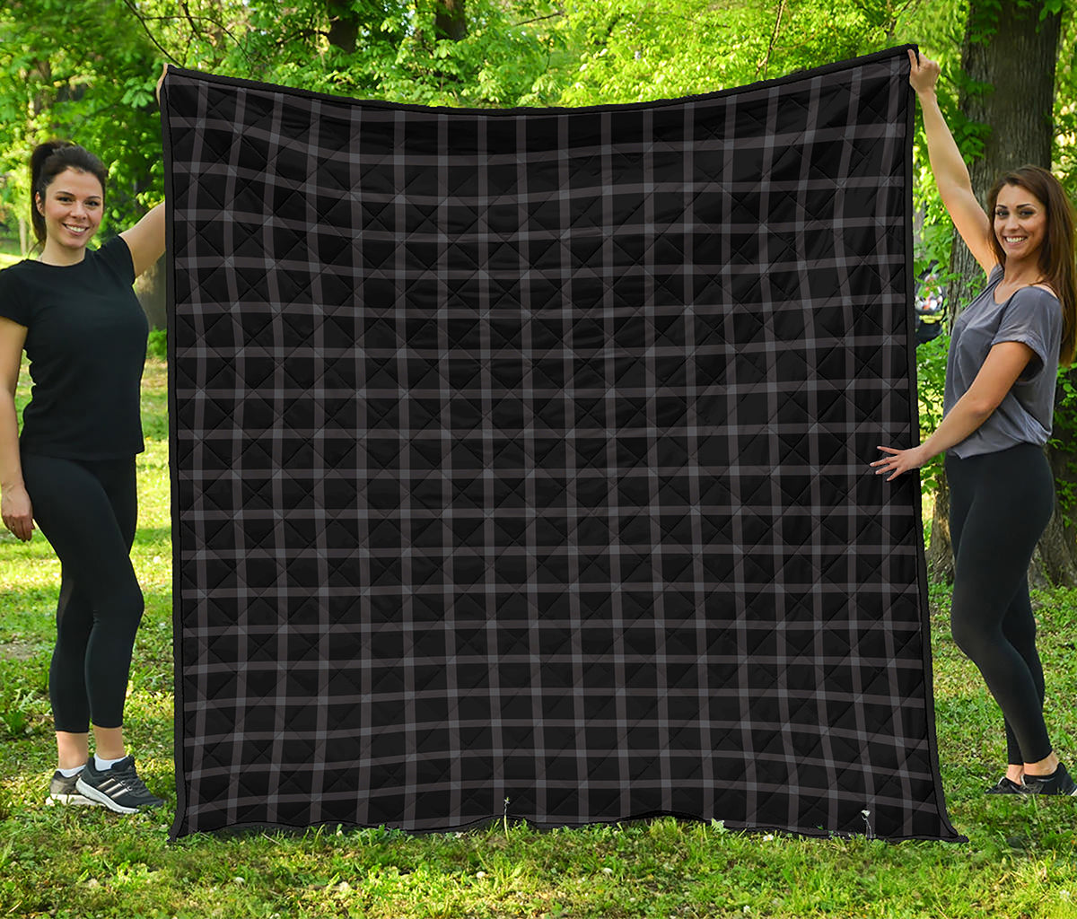 Black Tattersall Pattern Print Quilt