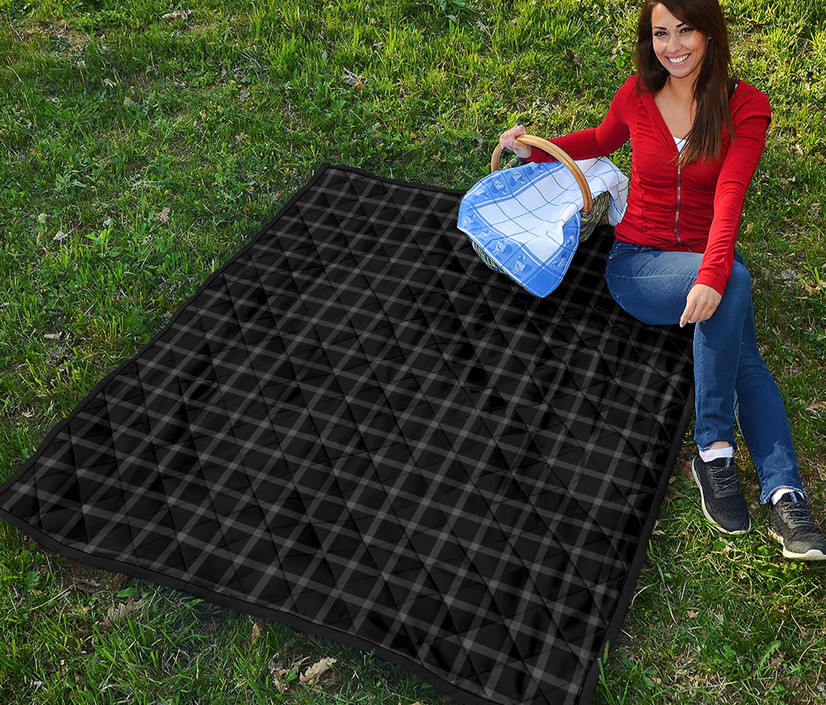 Black Tattersall Pattern Print Quilt