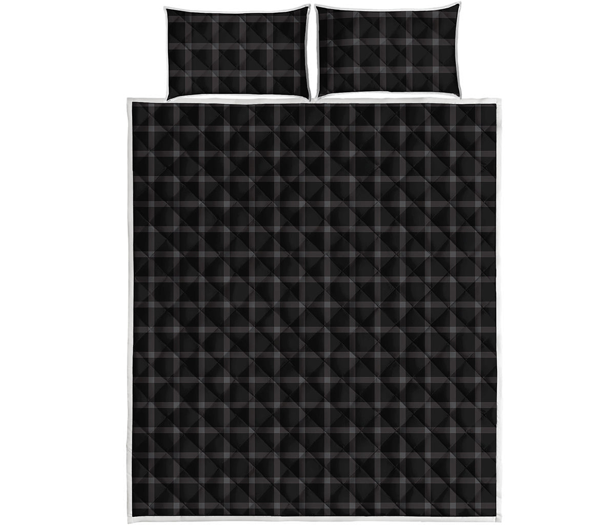 Black Tattersall Pattern Print Quilt Bed Set