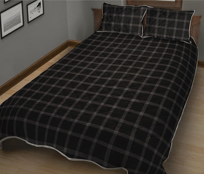Black Tattersall Pattern Print Quilt Bed Set