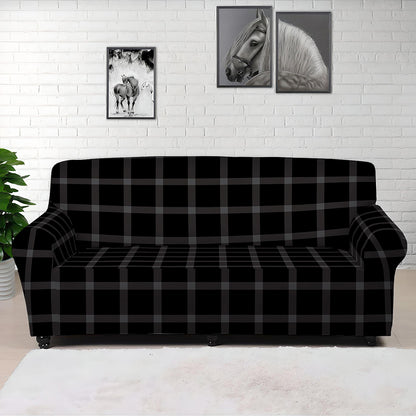 Black Tattersall Pattern Print Sofa Cover