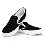 Black Tattersall Pattern Print White Slip On Shoes