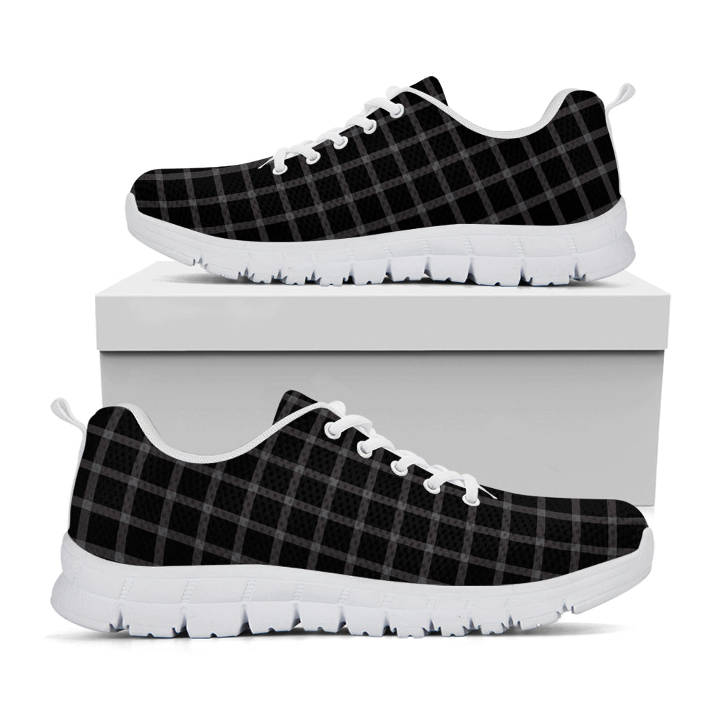 Black Tattersall Pattern Print White Sneakers