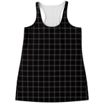 Black Tattersall Pattern Print Women's Racerback Tank Top