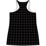 Black Tattersall Pattern Print Women's Racerback Tank Top