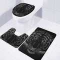 Black Tiger Portrait Print 3 Piece Bath Mat Set