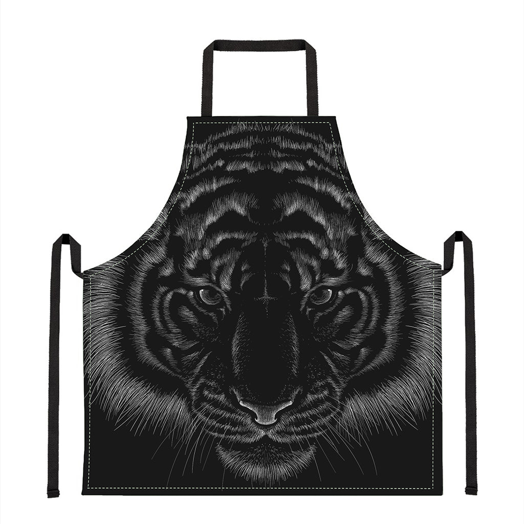 Black Tiger Portrait Print Apron