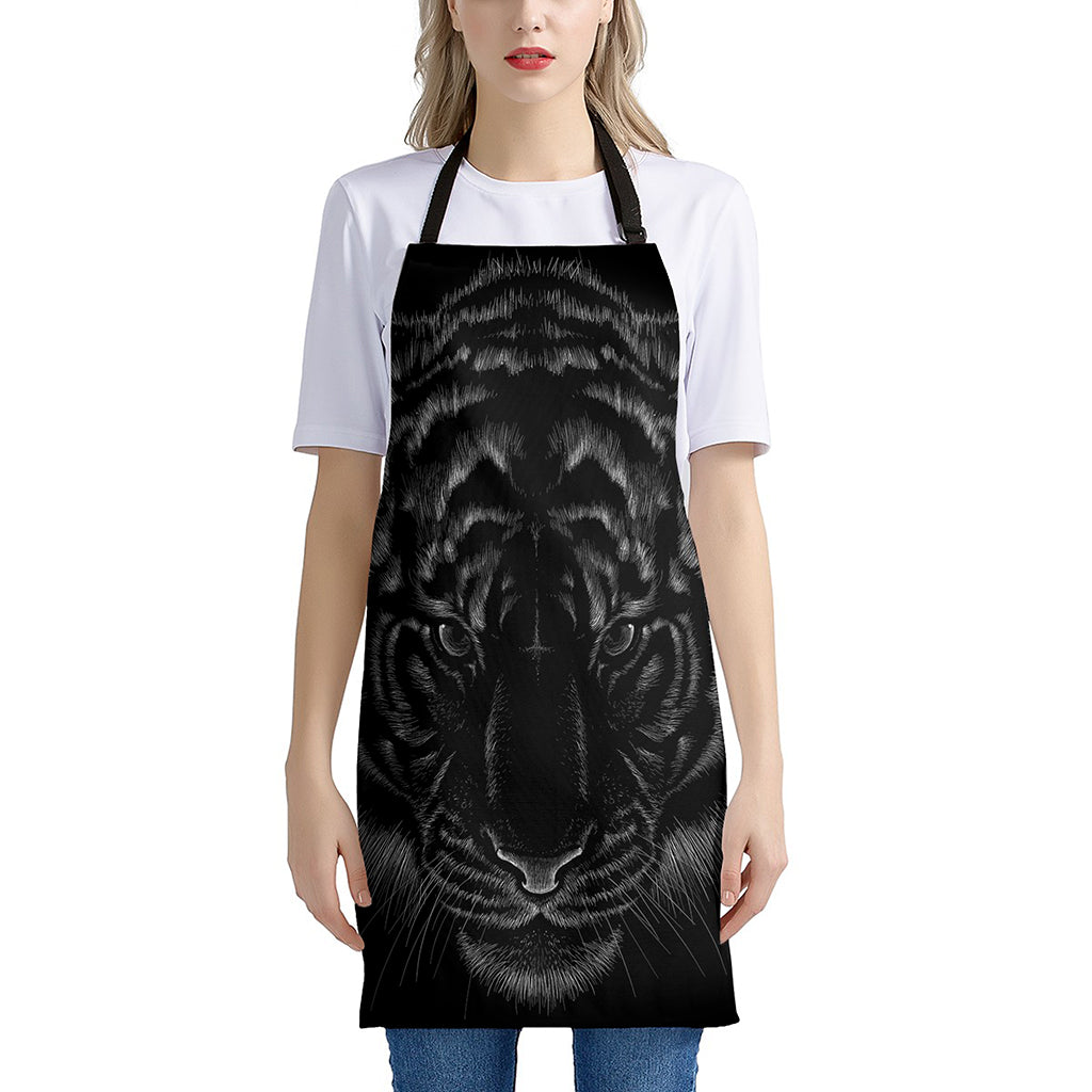 Black Tiger Portrait Print Apron