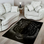 Black Tiger Portrait Print Area Rug