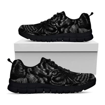 Black Tiger Portrait Print Black Sneakers