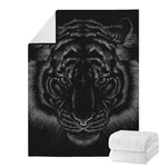 Black Tiger Portrait Print Blanket