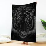 Black Tiger Portrait Print Blanket
