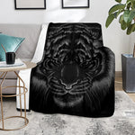 Black Tiger Portrait Print Blanket