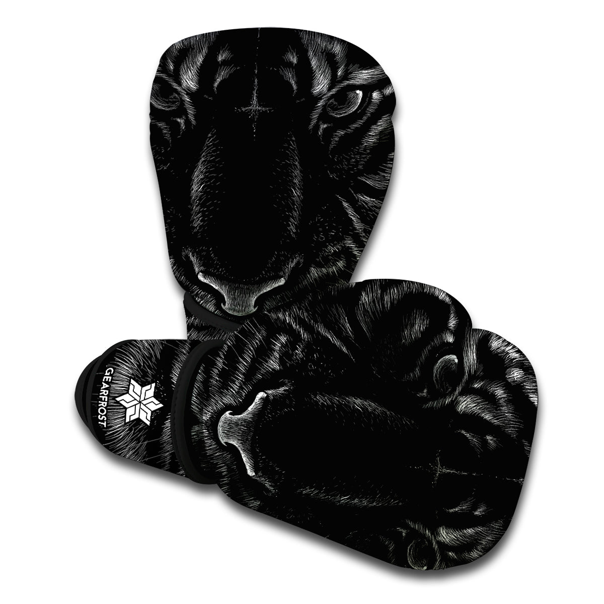 Black Tiger Portrait Print Boxing Gloves