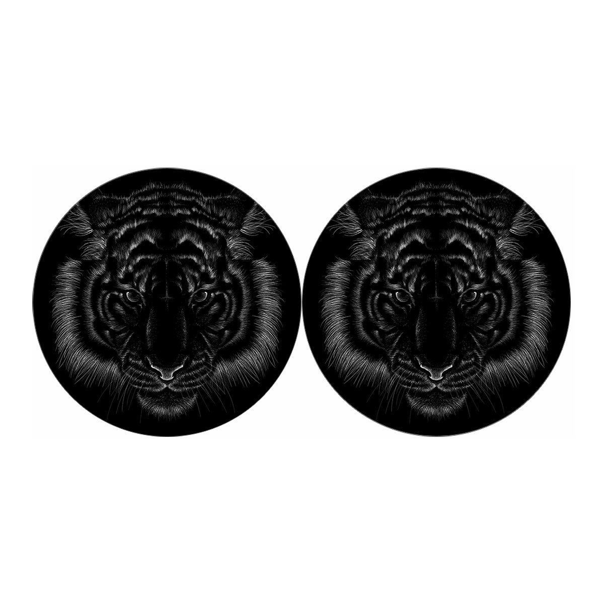 Black Tiger Portrait Print Car Coasters
