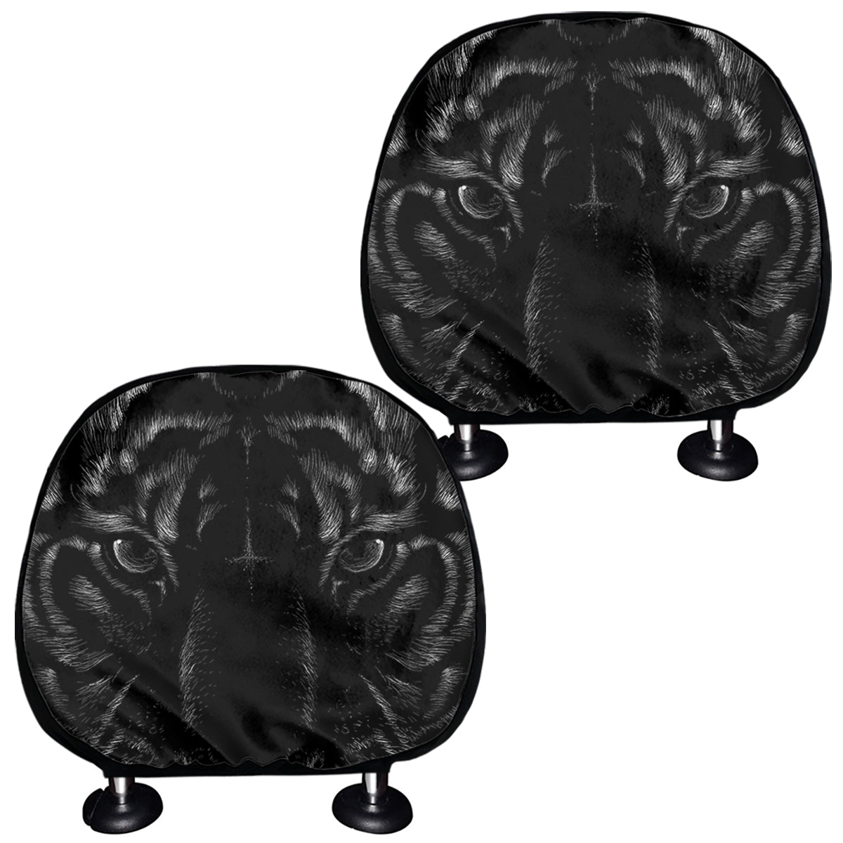 Black Tiger Portrait Print Car Headrest Covers