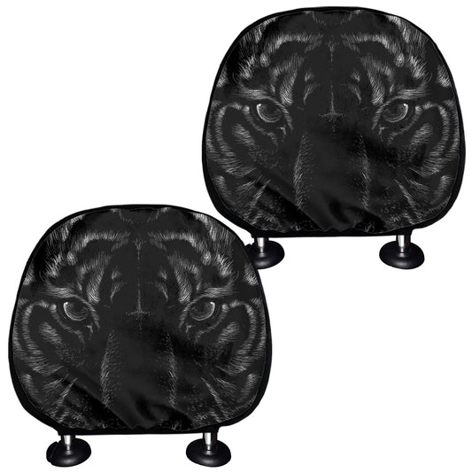 Black Tiger Portrait Print Car Headrest Covers