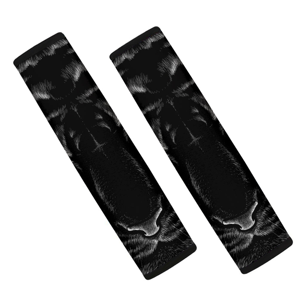 Black Tiger Portrait Print Car Seat Belt Covers