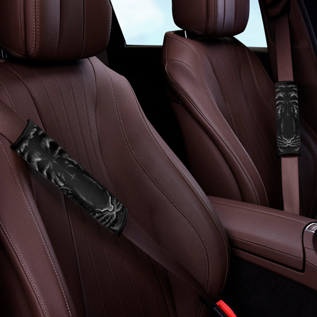 Black Tiger Portrait Print Car Seat Belt Covers