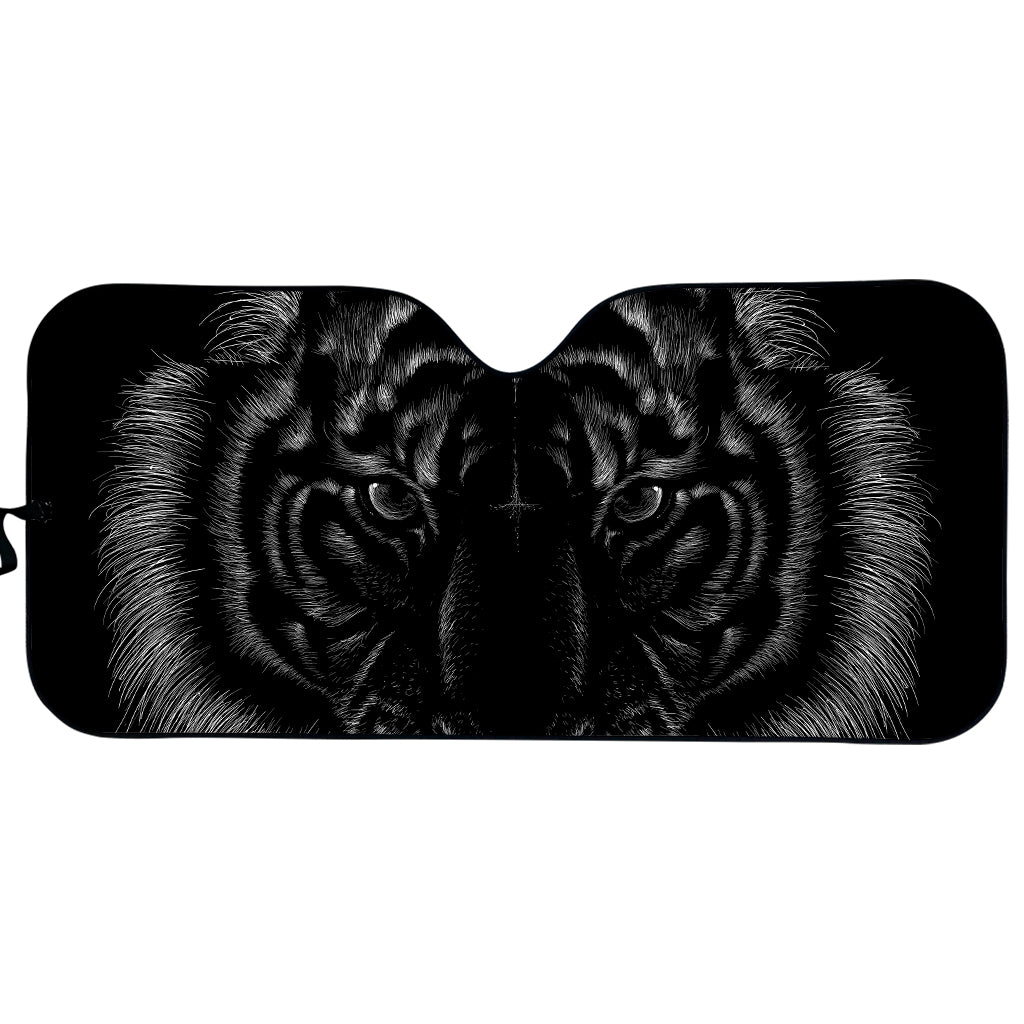 Black Tiger Portrait Print Car Sun Shade