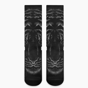 Black Tiger Portrait Print Crew Socks