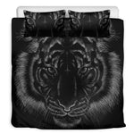 Black Tiger Portrait Print Duvet Cover Bedding Set