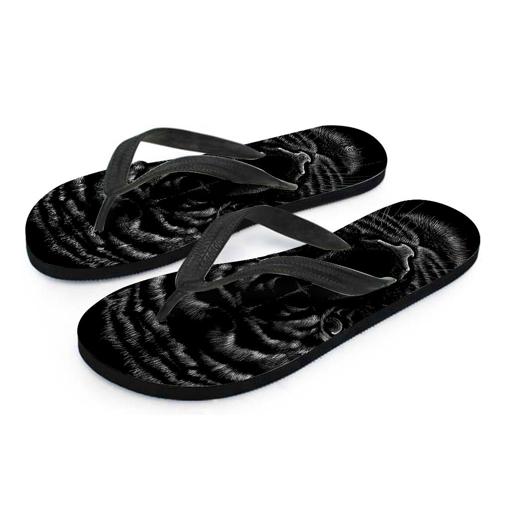 Black Tiger Portrait Print Flip Flops
