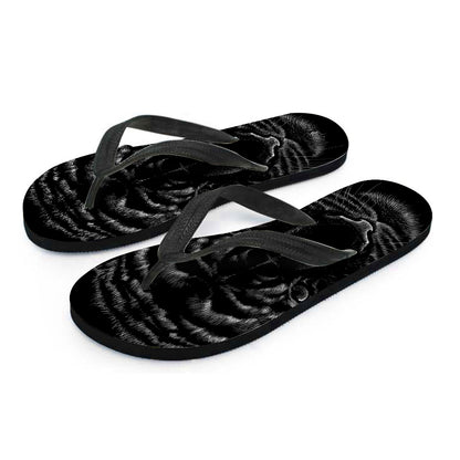 Black Tiger Portrait Print Flip Flops