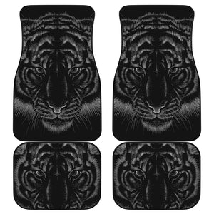 Black Tiger Portrait Print Front and Back Car Floor Mats