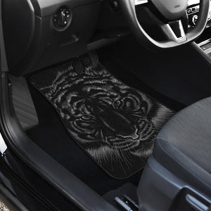 Black Tiger Portrait Print Front and Back Car Floor Mats