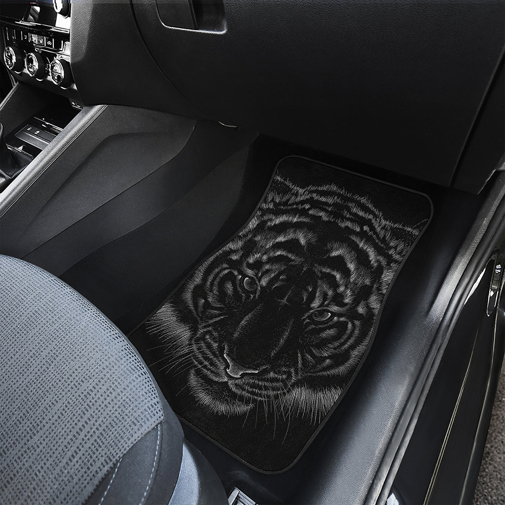 Black Tiger Portrait Print Front and Back Car Floor Mats