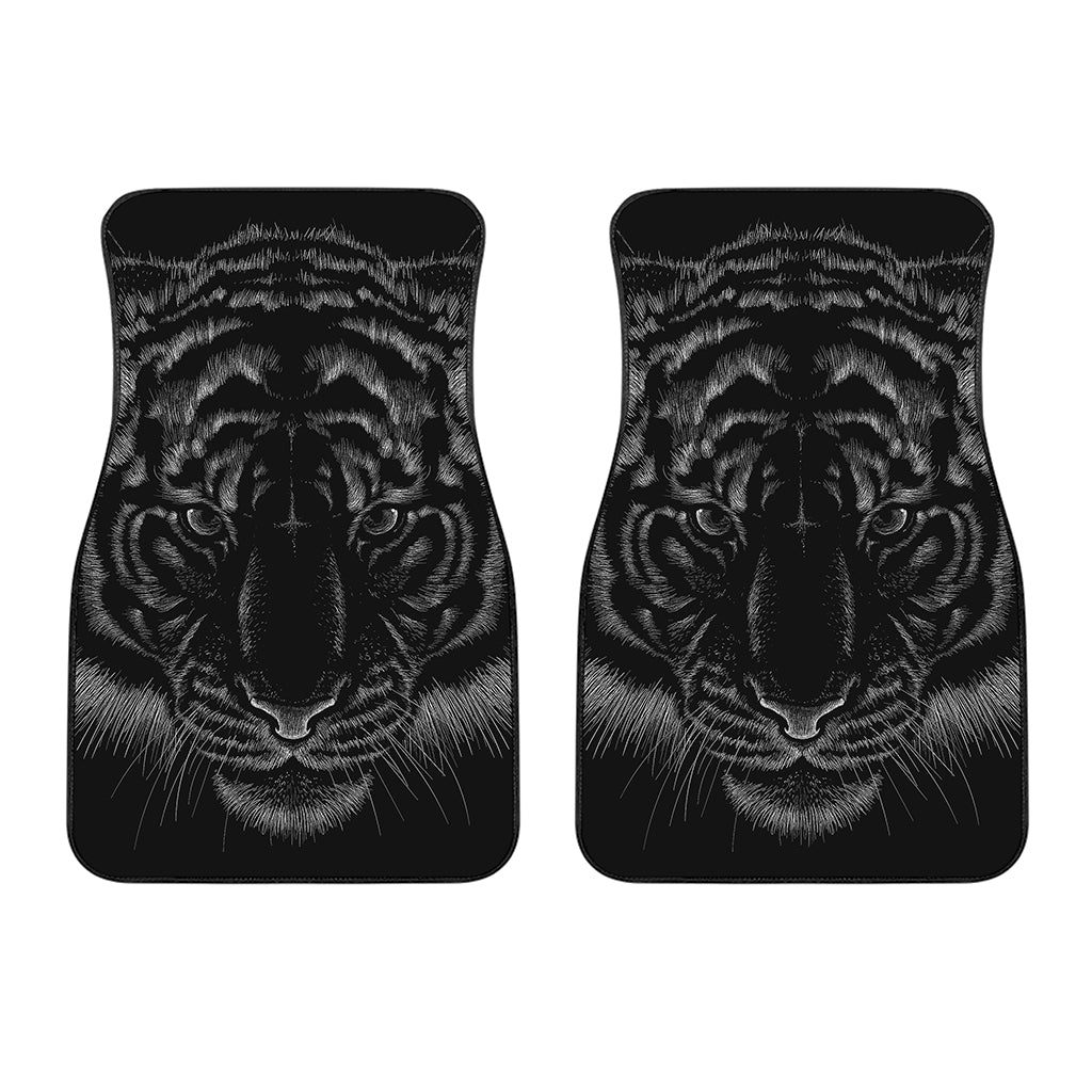 Black Tiger Portrait Print Front Car Floor Mats