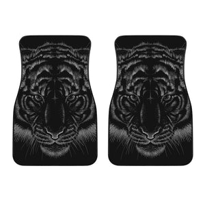 Black Tiger Portrait Print Front Car Floor Mats